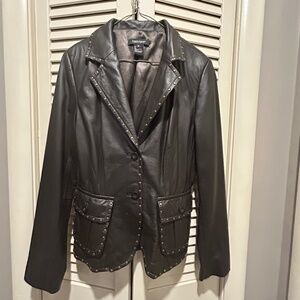 NWOT Women's Karen Kane Leather Black Moto Jacket Blazer